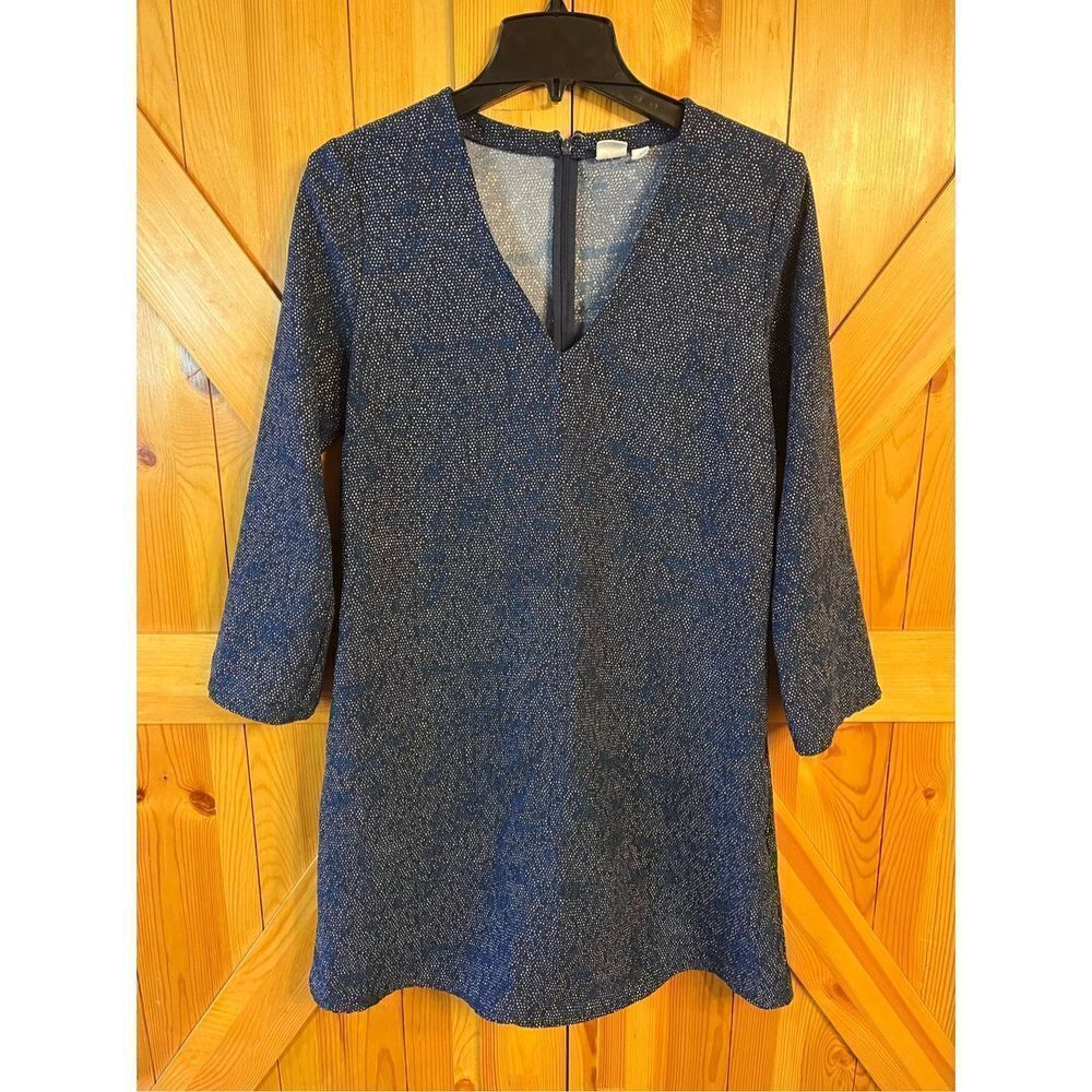 Gap Long Sleeve Dress Size Small Blue Print Long Sleeve Dress (2342)
